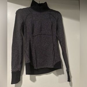 Lululemon ATHLETICA 2/3 Zip Pullover Gray sweatshirt athletic wear thumb holes